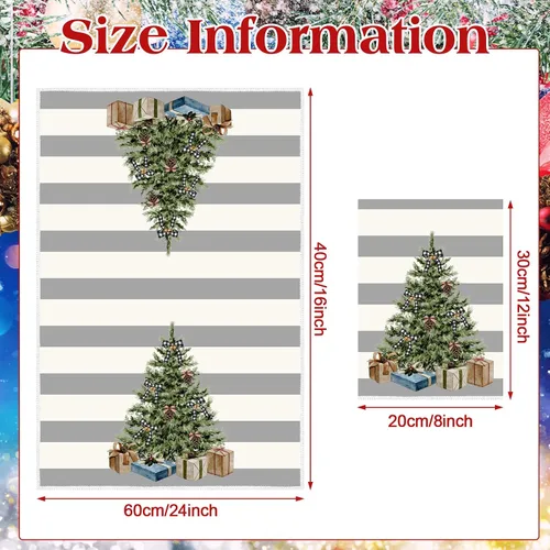 Vista 4 de Sratte 6 piezas de toallas de cocina navideñas, toallas de mano de muñecos de nieve de invierno, toallas absorbentes de árbol de Navidad y renos