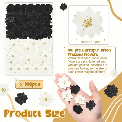 Vista 2 de Woanger 100 piezas de flores secas prensadas pequeñas flores secas de resina natural real, relleno de recortes para manualidades de resina