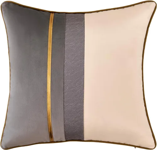 Vista 10 de Avigers - Funda de cojín decorativa de terciopelo, 20 x 20 pulgadas, diseño de rayas, cuero negro con blanco y dorado. Funda de cojín moderna