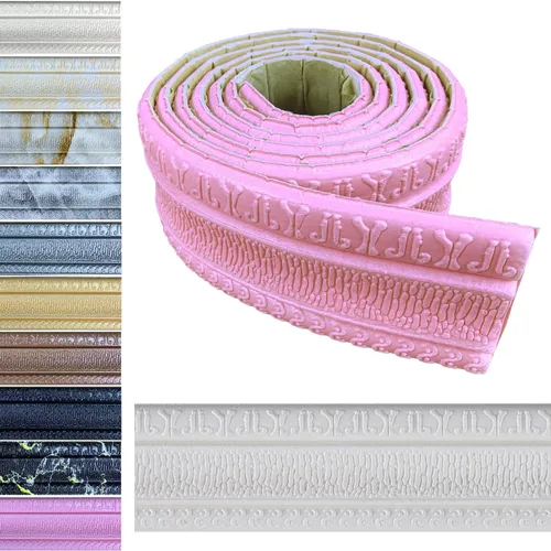 Vista 8 de Yutianli Moldura de Corona Despegar y Pegar Borde de Papel Tapiz Base de Pared Flexible Moldura Adhesiva Zócalo de Vinilo Autoadhesivo Moldura