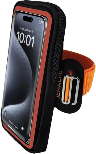 Vista 8 de Brazalete de running para iPhone 17 16 15 14 13 Pro Max/Plus, Samsung Galaxy S26 S25 S24 Ultra/Plus, bolsa de brazo con hebilla G (negro, S)