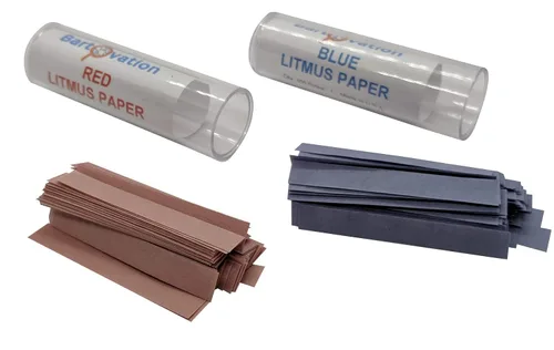 Vista 2 de Bartovation Paquete combinado de tiras indicadoras de ácido y base de papel tornasol rojo y azul con 200 tiras Tiras indicadoras de pH ácido/base