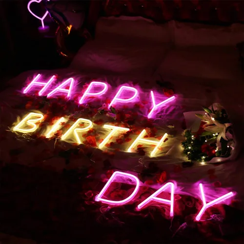 Vista 4 de Letras de neón rosadas, letreros LED que funcionan con pilas, luces LED del alfabeto, letrero de marquesina, letras decorativas de marquesina, luces