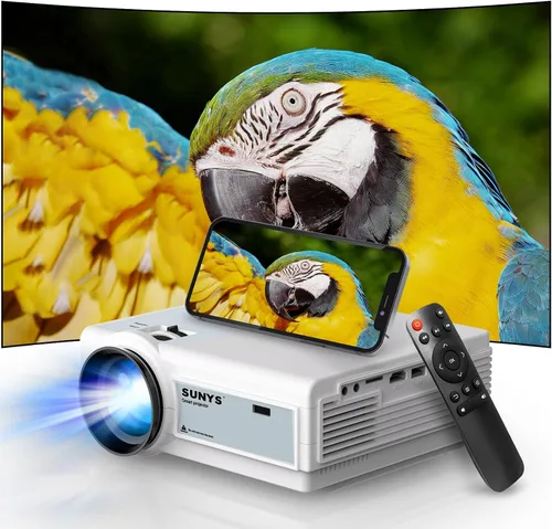 Vista 2 de Mini proyector con WiFi y Bluetooth, 12000L Native 1080P HD proyector 4K compatible, proyector de teléfono portátil para Android e IOS, Negro