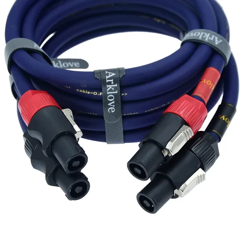 Vista 5 de Speak on Paquete de 2 cables de bloqueo de cable de audio profesional con conector de puerto para bocina de DJ, amplificador de potencia