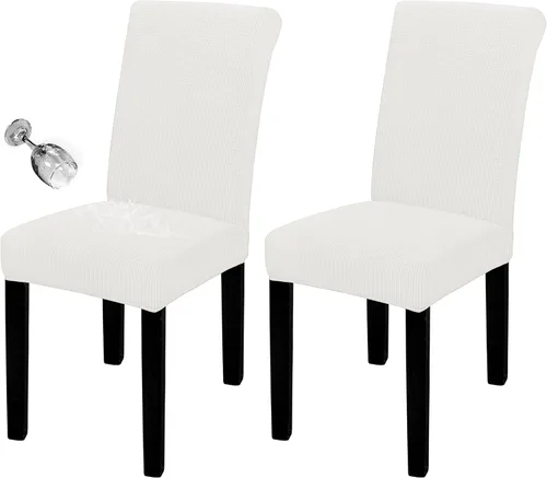 Vista 84 de Easy-Going - Juego de 2 fundas para sillas de comedor 100% impermeables, de tela Jacquard elástica, fundas protectoras removibles y lavables