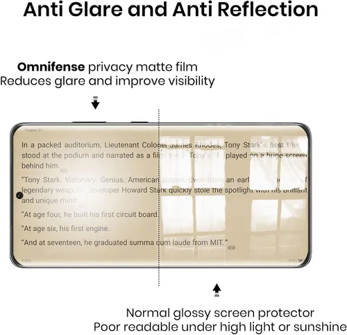 Vista 5 de Protector de pantalla para Galaxy S23, película suave de privacidad mate (paquete de 2) y protector de lente de cámara de vidrio templado