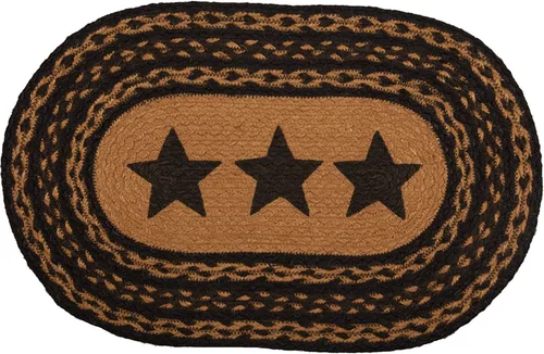 Vista 4 de VHC Brands Farmhouse Star - Juego de 6 manteles individuales ovalados con plantilla de yute texturizado primitivo, 12 x 18 pulgadas, color negro