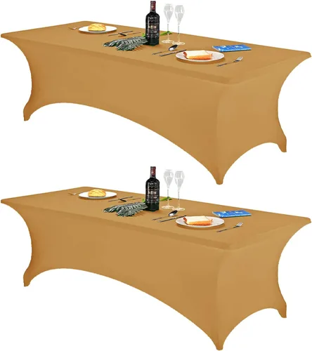 Vista 38 de FORLIFE - Funda de mesa de elastano, mantel ajustado de 4 pies para mesas rectangulares, funda elástica para patio, universal para bodas, banquetes
