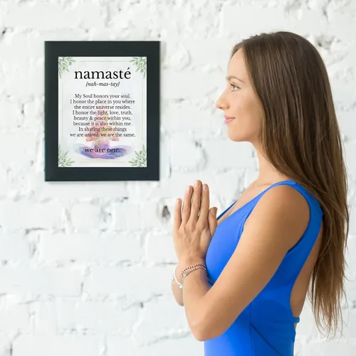 Vista 5 de We Are One - Decoración de pared inspiradora, flores y Namaste, impresión inspiradora de yoga para pared, es una foto motivacional con citas