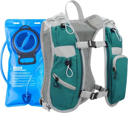 Vista 13 de Chaleco de correr para mujeres y hombres, mochila de hidratación para correr, chaleco para corredores, chaleco de hidratación, con soporte frontal