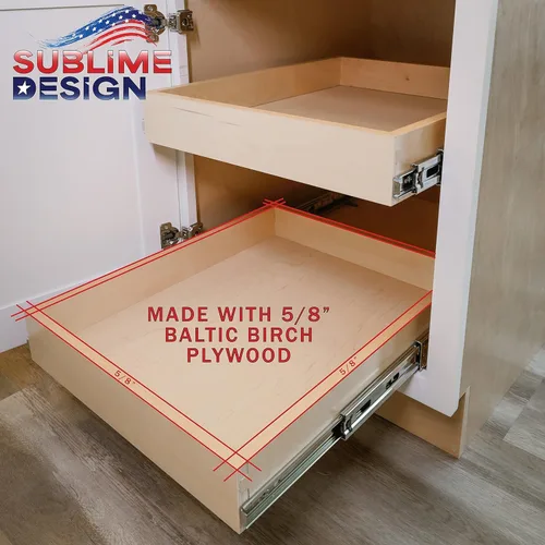 Vista 4 de Sublime Design – Tamaño estándar – Cajones de cocina extraíbles Estantes deslizantes para gabinetes de cocina Organizador extraíble