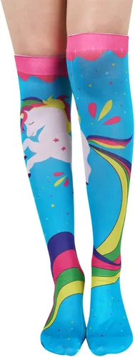 Vista 4 de Benefeet Sox Calcetines largos hasta la rodilla para mujeres y niñas, divertidos, sedosos, ligeros, con estampado 3D, para cosplay, medias locas