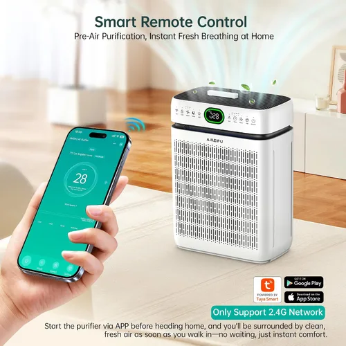 Vista 3 de Purificadores de aire para el hogar, habitación grande de hasta 3500 pies cuadrados con filtros lavables, HEPA de doble cara con pantalla PM 2.5