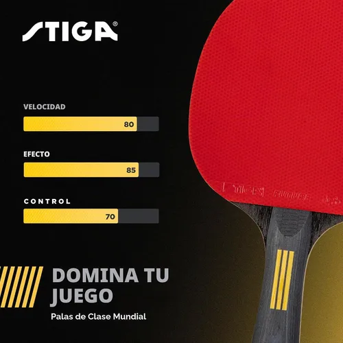 Vista 5 de STIGA Bullet Ping Pong Paddle – 5-ply Extra Light Blade – 2mm Premium Sponge – Flared Handle for Masterful Grip – Performance Table Tennis Racket