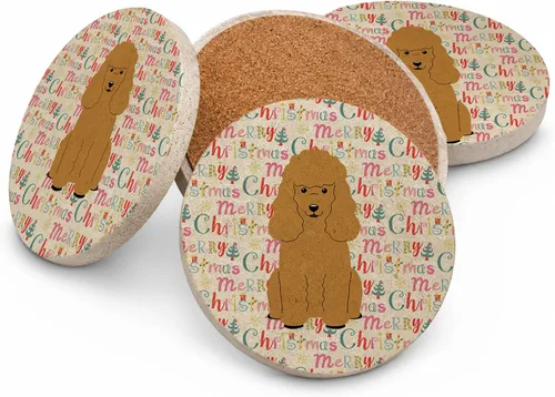 Vista 178 de Abyssinian Sand Terrier Merry Christmas - Posavasos grandes de piedra arenisca (4 unidades)