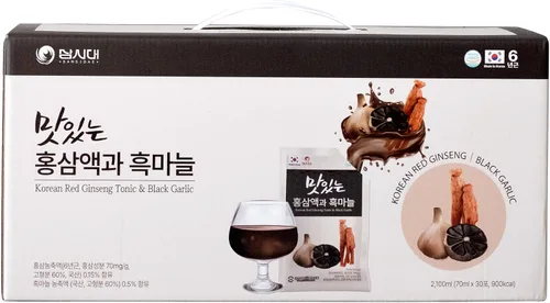 Vista 3 de SAMSIDAE Tónico de ajo negro y panax rojo coreano. Soporta concentración, recuperación de fatiga, antioxidante. 2.4 fl oz x 30 bolsas