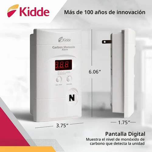Vista 3 de Kidde - Detector de monóxido de carbono, enchufe de pared con respaldo de batería de 9 voltios, pantalla LED digital - 2