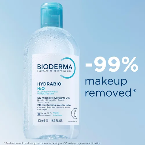 Vista 4 de Bioderma - Agua micelar Hydrabio H2O - Limpiador facial y desmaquillante - Agua limpiadora micelar para pieles sensibles deshidratadas
