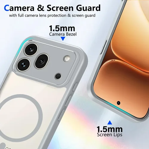 Vista 735 de Funda magnética transparente compatible con Xiaomi 17T, color negro 2 en 1 PC + TPU cubierta de teléfono a prueba de golpes, carcasa protectora