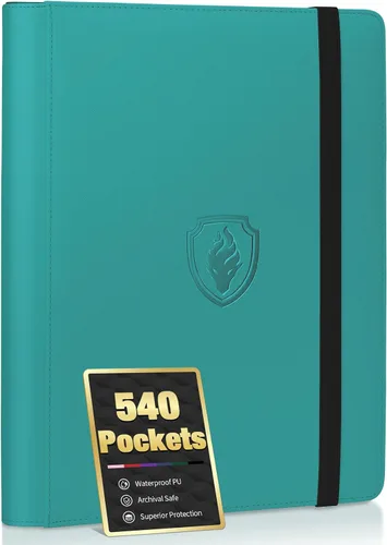 Vista 19 de Carpeta prémium de 9 bolsillos para tarjetas de 360 tarjetas, carpeta de tarjetas comerciales Fabmaker PU Sturdy Card Collection Album