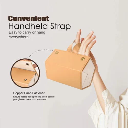 Vista 3 de Estuche organizador de gafas de sol, estuche de viaje con 5 ranuras para colgar gafas, caja de almacenamiento para mujeres y hombres