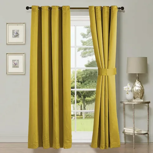 Vista 14 de HESTIN Juego de cortinas opacas de 4 piezas (incluye 2 paneles y 2 alzapaños), cortinas opacas con aislamiento térmico sólido con ojales