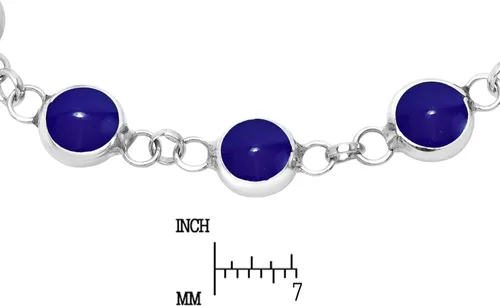 Vista 4 de AeraVida Pulsera de tenis de plata esterlina 925 con lapislázuli azul simulado y nácar 2 en 1, Resina