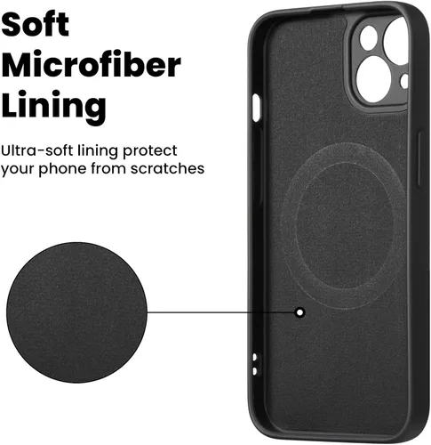 Vista 3 de ZCDAYE Funda magnética para iPhone 13, funda delgada de silicona compatible con Magsafe suave forro de microfibra antiarañazos funda protectora