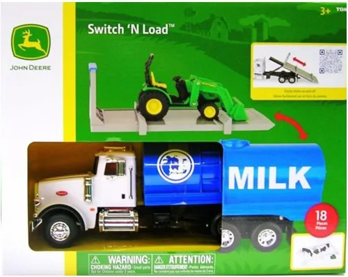 Vista 2 de John Deere Interruptor de escala 1/32 n carga Peterbilt Semi transporte tanque de leche o remolque con tractor 18 pc Set LP83013 47496