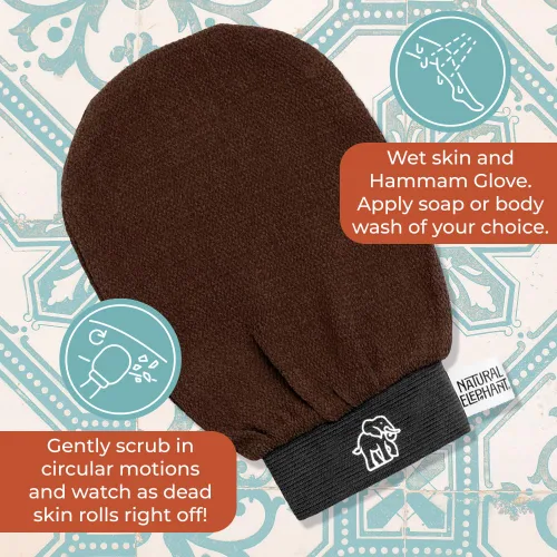 Vista 5 de Natural Elephant Guantes exfoliantes para hammam, guantes exfoliantes faciales y corporales, paquetes de 5 y 10