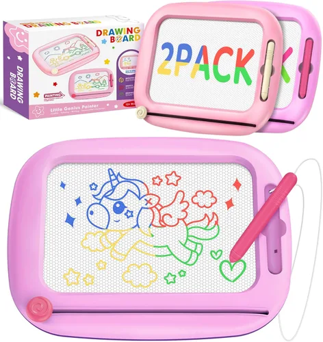 Vista 8 de Paquete de 2 tableros de dibujo magnéticos, juguetes para niños pequeños de 1-2 y 2-3 años, almohadilla de aprendizaje y educativa para escribir