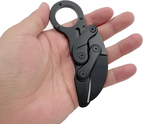 Vista 6 de Cuchillo de supervivencia al aire libre, mini, para camping, con mango de acero inoxidable, multifunción, táctico, para exteriores, herramientas
