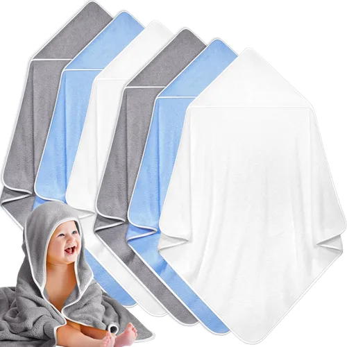 Vista 13 de Chumia - Paquete de 6 toallas de baño con capucha para bebé, 30 x 30 Varios