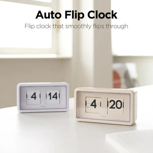Vista 3 de mooas Newtro Reloj de Escritorio Abatible, Diseño Retro Reloj Abatible Automático, Volteo Vintage Automático, Funciona con Batería, AM/PM
