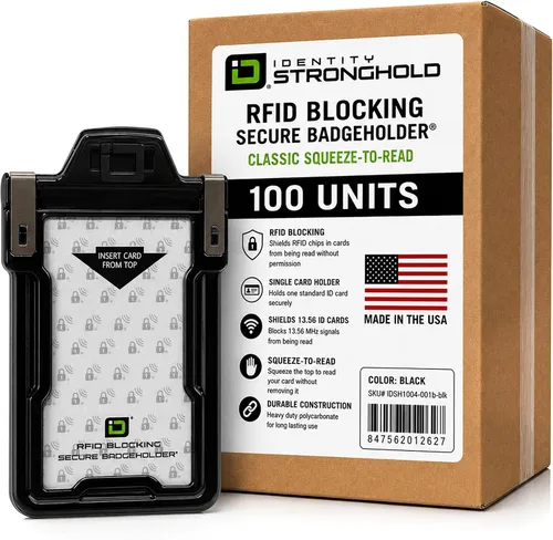 Vista 11 de Identity Stronghold - Soporte seguro para tarjetas RFID para 1 tarjeta, soporte para tarjetas de identificación de plástico duro resistente