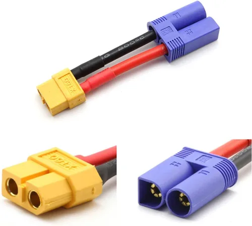 Vista 4 de 2 pares EC5 a XT60 conector macho hembra adaptador de conversión de enchufe con 2.0 in 12 AWG cable de alambre para RC Hobby Modelo FPV Drone Car