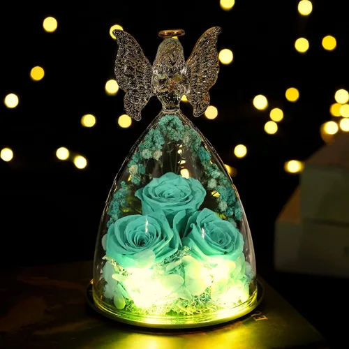Vista 5 de Ocosy Regalos de rosas para el Día de la Madre para ella, regalos de rosas grandes para mujeres, rosas reales para siempre en figuras de ángel