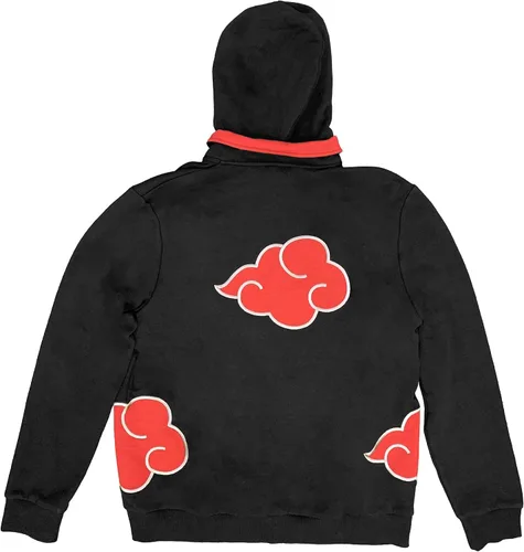 Vista 2 de Ripple Junction Naruto Shippuden Akatsuki Clan Red Clouds Zip Up Hoodie for Men