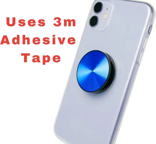 Vista 6 de Soporte de agarre para teléfono de dedo para iPhone y Samsung. Soporte de teléfono para enchufe de teléfono de escritorio (azul)