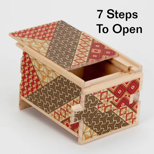 Vista 3 de Bits and Pieces - Caja de rompecabezas Secret Puzzle Box detallada de mosaico - Solución en 7 pasos - Caja de rompecabezas de madera para guardar