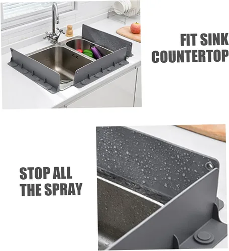 Vista 5 de Protector contra salpicaduras para fregadero de cocina, ventosa, impermeable, diseño de pendiente, protector contra salpicaduras de silicona
