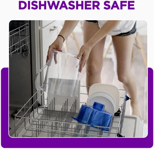 Vista 7 de PUR Jarra de agua de 11 tazas, 1 filtro PUR original, agua más limpia y de gran sabor, apta para lavavajillas, potente filtración, indicador