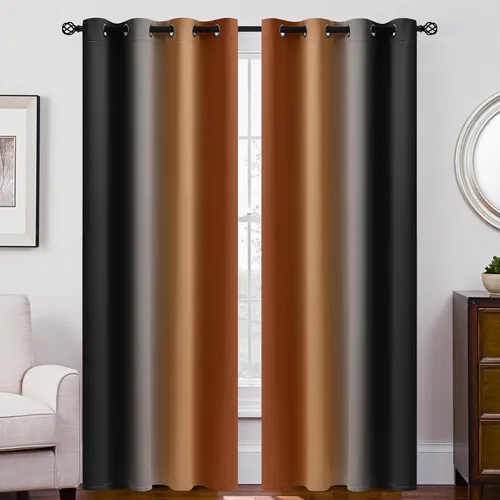 Vista 234 de SimpleHome Cortinas degradadas degradadas para oscurecer la habitación de 36 pulgadas de largo para dormitorio, con ojales y bloqueo de luz Negro