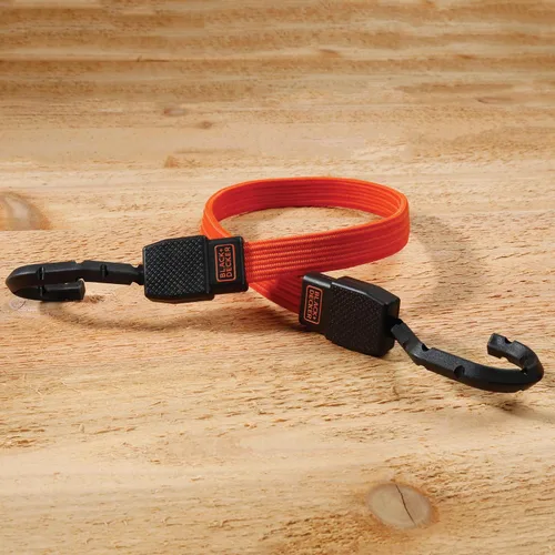 Vista 6 de Black+Decker BDX1010-32PK - Correas elásticas planas de 24 pulgadas, color negro/naranja, paquete de 32 Non Scratch Steel-Core Hooks & Textured