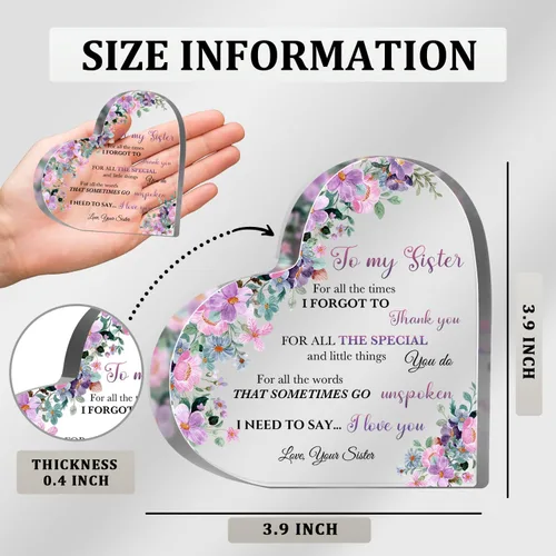 Vista 2 de Regalo de agradecimiento para mujeres, regalos de hermana, regalo de amistad, recuerdo de acrílico para mujeres, hermana, mejores amigos, regalo