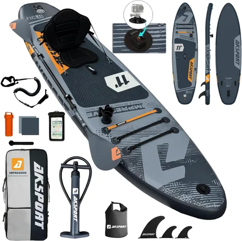 Vista 12 de AKSPORT Tabla de Paddle Inflable de Pie, Tabla SUP con Todos los Accesorios, Diseño Amplio y Estable, Cubierta Antideslizante, Tablas de Paddle