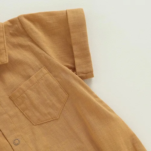 Vista 5 de AEEMCEM Ropa de bebé recién nacido, de algodón, lino, con botones, de gran tamaño, con solapa, manga cortalarga, traje de mameluco de burbujas