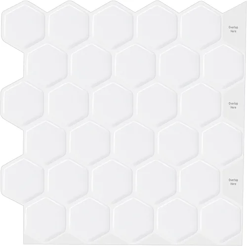 Vista 8 de Protector contra salpicaduras para cocina, 10 hojas de 9 x 9 pulgadas, adhesivo 3D para cocina, baño, azulejos de pared