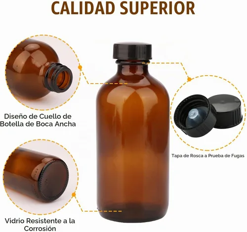 Vista 3 de Maredash Botellas de vidrio ámbar de 4 onzas, botellas de vidrio redondas